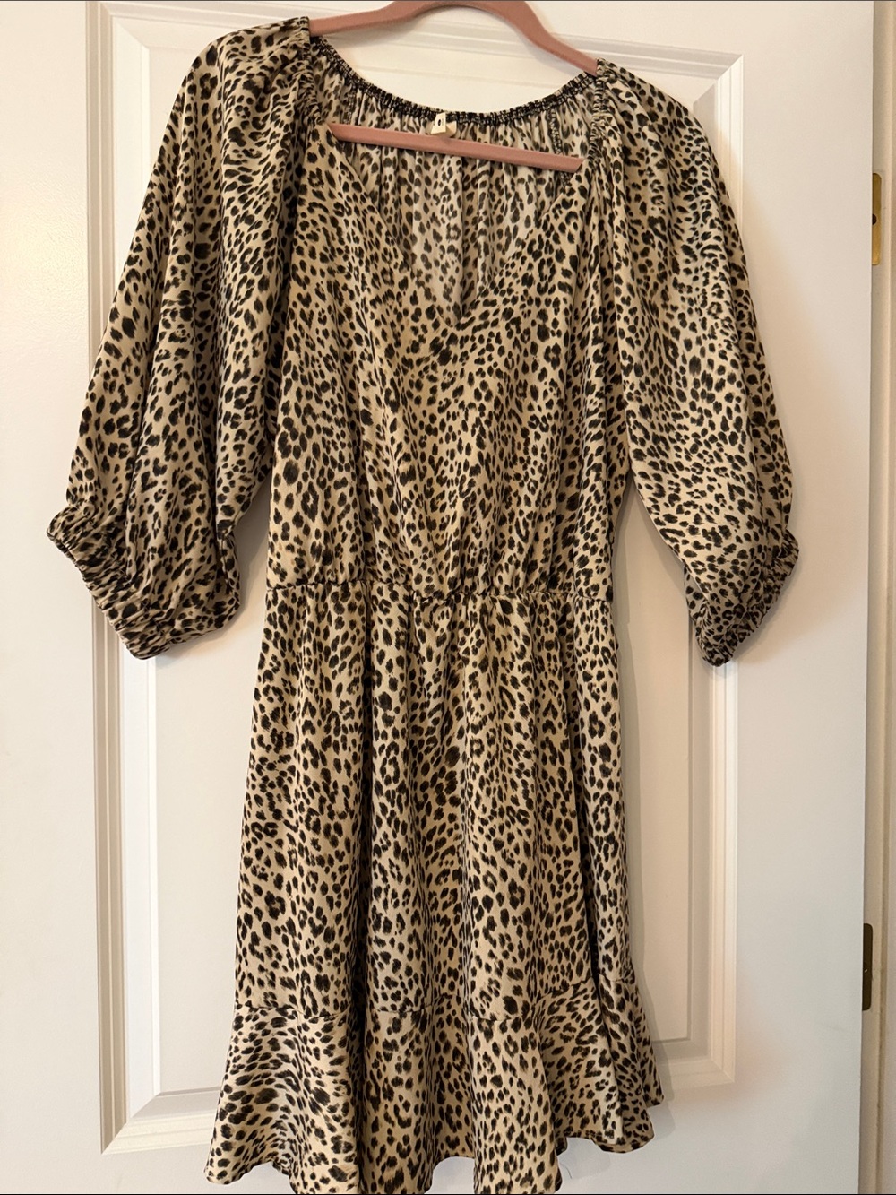 Women’s Tyche so cute Leopard Print  Dress - Cream and Black size Large